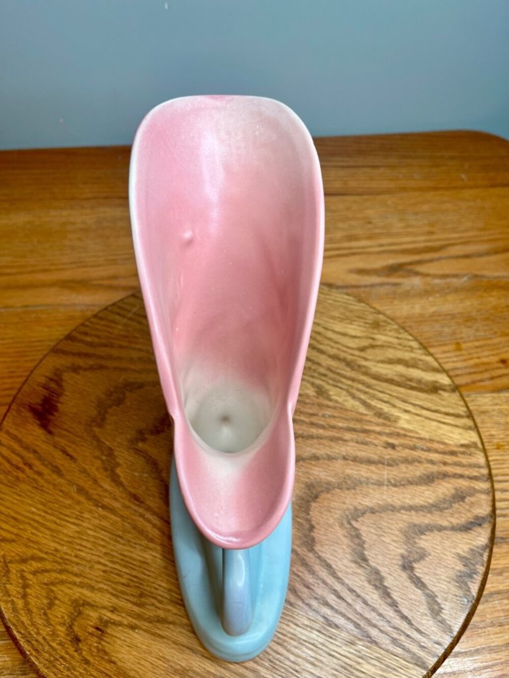 Hull Pink/Blue Floral Cornucopia Vase 8 1/2" USA-19 Matte Art Pottery - Picture 7 of 11